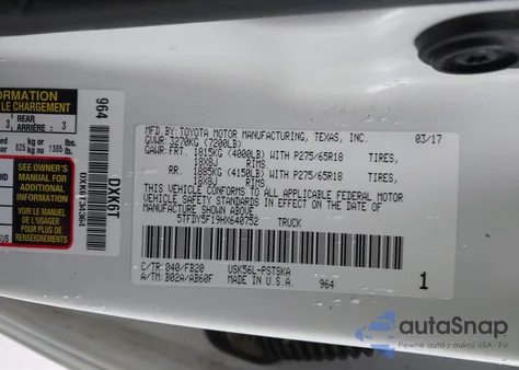 2017 Toyota Tundra Sr5 5.7L V8 из США, поврежденный, VIN 5TFDY5F19HX640752